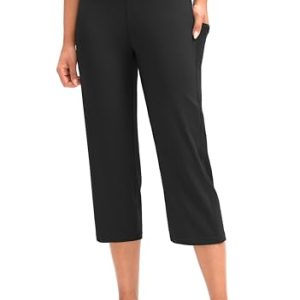 Capri Pants for Women High Waist Workout Yoga Pants with Pockets Tummy Control Leggings Crop Straight