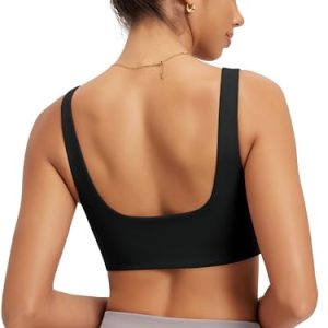 31XQJ190IeL.jpg Square Neck Sports Bra for Women Wirefree Non Padded Yoga Tank Workout Crop Tops