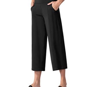 Womens' Yoga Pants with Pockets and Tummy Control High Waist in Flare Crop