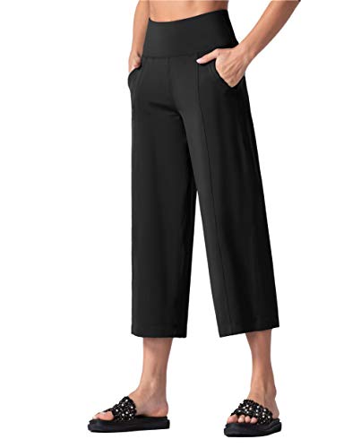 Womens' Yoga Pants with Pockets and Tummy Control High Waist in Flare Crop