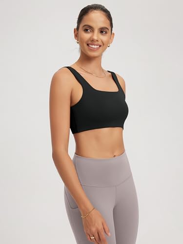 31ZwMHza5LL.jpg Square Neck Sports Bra for Women Wirefree Non Padded Yoga Tank Workout Crop Tops