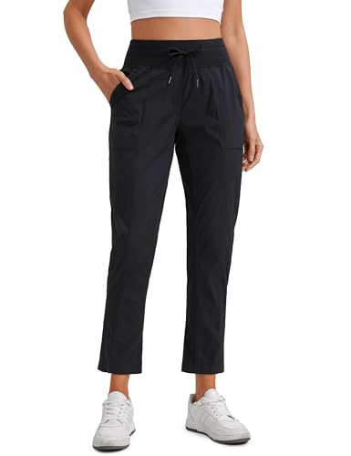 Womens Casual 7/8 Pants 27" - Lightweight Workout Outdoor Athletic Track Travel Lounge Joggers Pockets