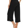 Womens Capri Pants Loose Yoga Pants Wide Leg Drawstring Comfy Lounge Pajama Capris Sweatpants with Pockets