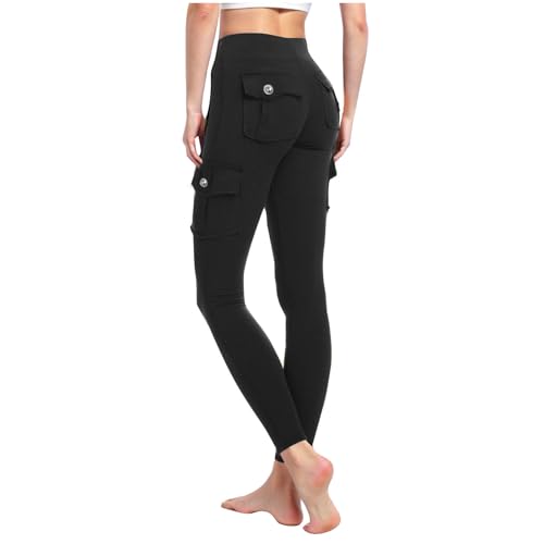 Cargo Leggings with Pockets for Women Tummy Control High Waist Yoga Pants Stretchy Active Butt Lifting Leggings