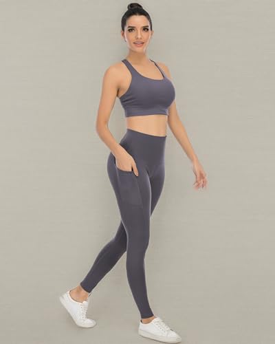 4 Pack Leggings with Pockets for Women,High Waist Tummy Control Workout Yoga Pants