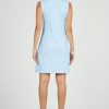 Sun Protective UPF 50+ Icefil Cooling Mini Check Sleeveless Mock Neck Dress w Pockets - 58754 Blue/White Mini Check M