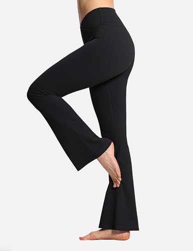 Women's Crossover High Waist Flare Workout Leggings Bootcut Bell Bottom Yoga Pants with Tummy Control