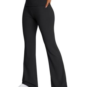 Women's Wide Leg Yoga Pants Bootcut Workout Flare Leggings Trendy High Waisted Fold Over 2025 Fall Outfits