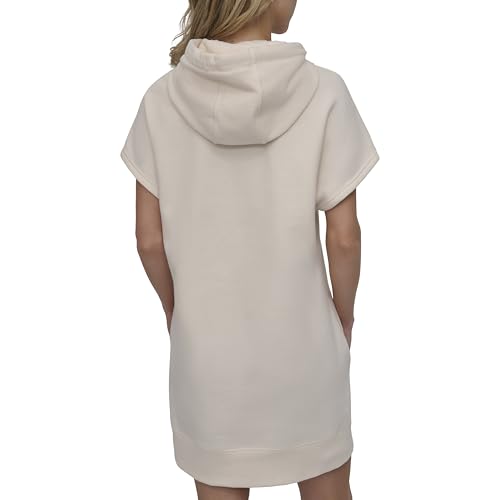 Women's Rhinestone Jersey Logo Short Sleeve Hoodie Dress