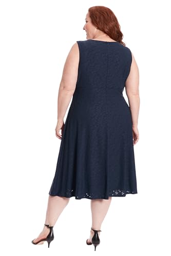 Women's Dresses Sleeveless Fit and Flare Dress with Pleat Tucks and Keyhole Detail at Neck