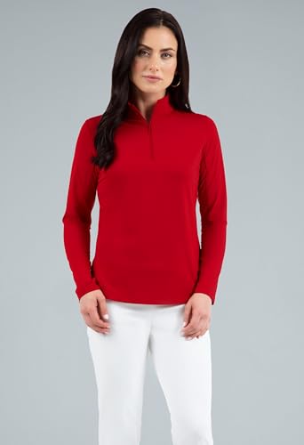 Athleisure Wear Sun Protective UPF 50+ Icefil Cooling-Solid Long Sleeve Mock Neck Top-80000