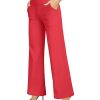 Wide Leg Pants for Women Loose Comfy Yoga Pants with Pockets Cross High Waist Casual Lounge Pants(Red,S,31")