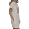 Women's Rhinestone Jersey Logo Short Sleeve Hoodie Dress