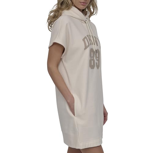 Women's Rhinestone Jersey Logo Short Sleeve Hoodie Dress