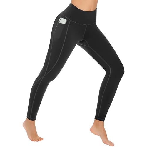 4 Pack Yoga Leggings with Pockets for Women - High Waist Tummy Control Pants for Workout