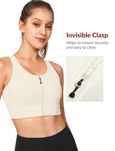 Front Closure Sports Bras for Women High Support Large Bust Supportive Sports Bra High Impact for Running