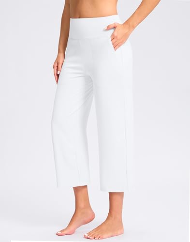 31kgWqjd2-L.jpg Women's Capri Pants with Pockets High Waist Yoga Pants Wide Leg Workout Crop Summer Pants for Casual, Travel, Exercise
