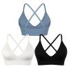 31lOxvbdnWL.jpg V-Neck Sports Bra for Women Adjustable Strappy Yoga Bra Spaghetti Strap Padded Workout Bra S-XL Low Impact Seamless Bralettes
