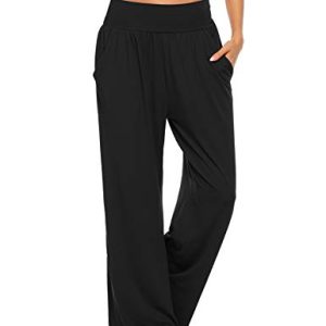 Womens Yoga Sweatpants Comfy Loose Casual Wide Leg Lounge Joggers Pants with Pockets
