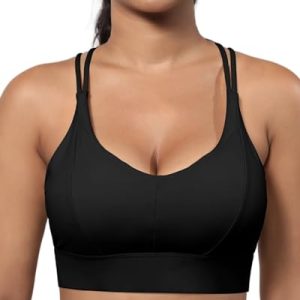 31oS7RjAViL.jpg Sports Bra for Women Strappy Medium Support Push Up Padded Sports Bra for Running Workout Bra Yoga Bra