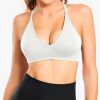31ogOEQNlDL.jpg V-Neck Sports Bra for Women Adjustable Strappy Yoga Bra Spaghetti Strap Padded Workout Bra S-XL Low Impact Seamless Bralettes