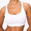 Women's Strappy Sports Bras Light Compression Crop Criss Cross Back Padded Workout Yoga Bra Supportive U Neckline