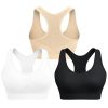 Racerback Sports Bras for Women Comfortable Wirefree Sleep Bras Breathable Mesh Padded Low Impact Workout Bra