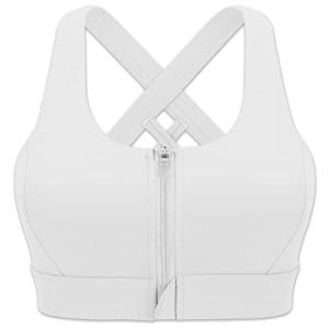 31roRAWZAaL.jpg Zipper in Front Sports Bra High Impact Strappy Back Support Workout Top