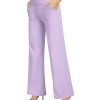 Wide Leg Pants for Women Loose Comfy Yoga Pants with Pockets Cross High Waist Casual Lounge Pants(Lavender,S,31")