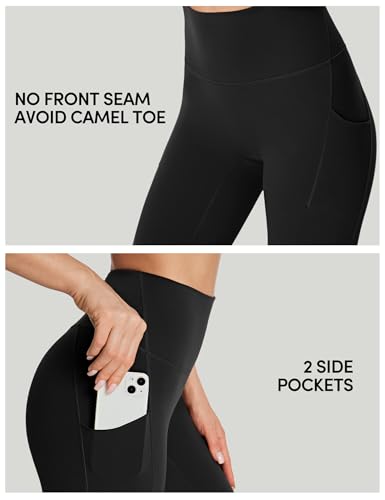 No Front Seam Leggings with Pockets for Women Buttery Soft Tummy Control Workout Leggings High Waisted Yoga Pants