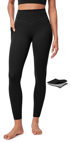 Compression Leggings with Pockets for Women Tummy Control Leggings No Front Seam Workout High Waist Yoga Pants