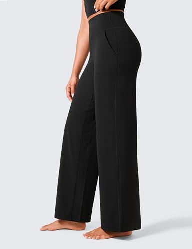 Womens Butterlift High Waisted Wide Leg Pants with Pockets 29"/31"/33" - Yoga Lounge Buttery Soft Comfy Casual