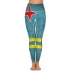 Vintage Aruba Flag Women's Yoga Pants Stretch Leggings with Pockets High Waist for Workout
