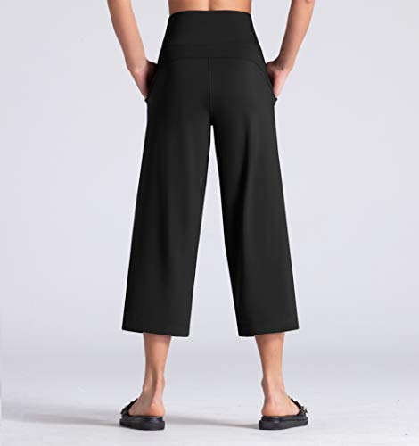 Womens' Yoga Pants with Pockets and Tummy Control High Waist in Flare Crop