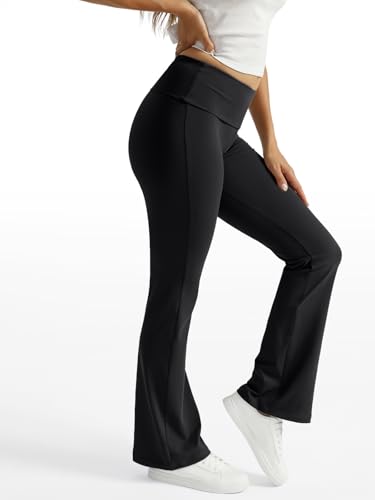 Women's Wide Leg Yoga Pants Bootcut Workout Flare Leggings Trendy High Waisted Fold Over 2025 Fall Outfits