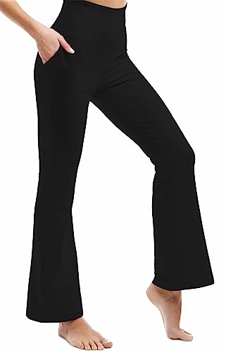 31xXmbH-aLL.jpg Flare Leggings for Women, High Waisted Yoga Pants with Pockets for Women Trousers