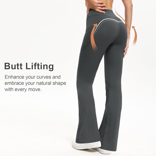 3 Packs Women's Flare Leggings with Pockets, Soft High Waisted Tummy Control Bootcut Workout Yoga Pants