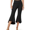 Capri Pants for Women Stretch Yoga Dress Pants with Pockets Ruffle Bell Bottom Athletic Work Leggings