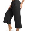 Wide Leg Capri Pants for Women Loose Yoga Pants Drawstring Comfy Lounge Sweatpants with Pockets