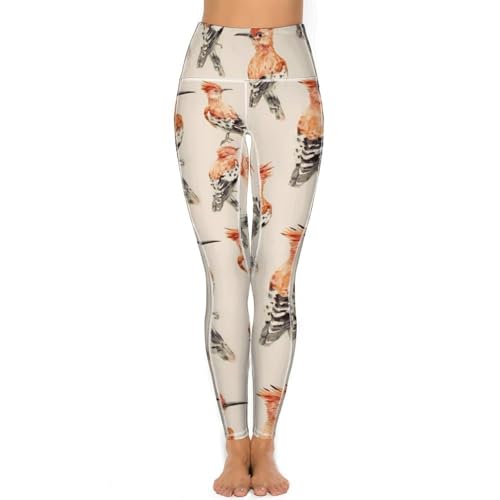 31zRybeugYL.jpg Hoopoe Bird Watercolor Women's Yoga Pants Stretch Leggings with Pockets High Waist for Workout