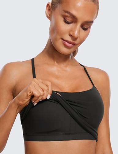 41-izIfb34L.jpg Womens Butterluxe Y Back Longline Sports Bras - Spaghetti Straps Racerback Padded Yoga Workout Crop Tank Top
