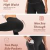 4 Pack Leggings for Women with Pockets- High Waisted Tummy Control for Workout Running Capri Yoga Pants
