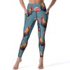 Roosters and Lollipops Women's Yoga Pants Stretch Leggings with Pockets High Waist for Workout