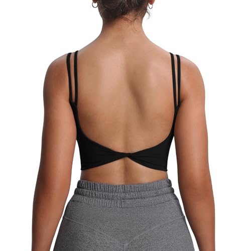 411wUh4g8KL.jpg Women's Workout Sports Bras Fitness Yoga Crop Tank Twist Back Cami
