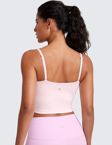 Butterluxe Cami Longline Sports Bras for Women - Square Neck Adjustable Padded Workout Crop Tank Top Camisole