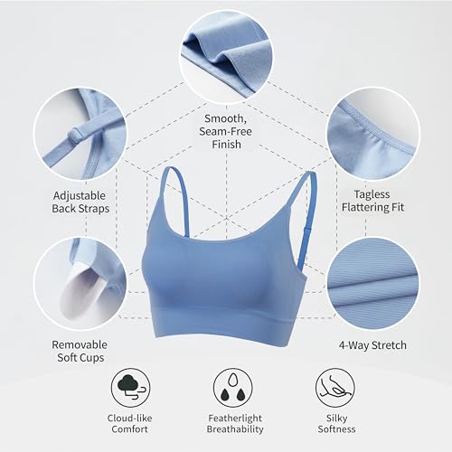 413HDQTBkL.jpg Womens Sports Bras for Women Light Support Padded Workout Bras for Women Supportive Seamless Women's Wireless Yoga Bra