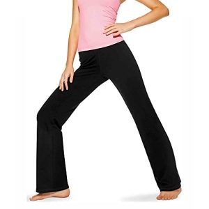 Lounge Yoga Pants Black Flared Cotton Leggings, 32.5” Inseam, Wide Waistband, No Show Coverage, Relaxed Flare Leg