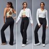 Bootcut Yoga Pants with Pockets for Women Wide Leg Pants Woman High Waisted Stretchy Work Pants for Yoga Workout