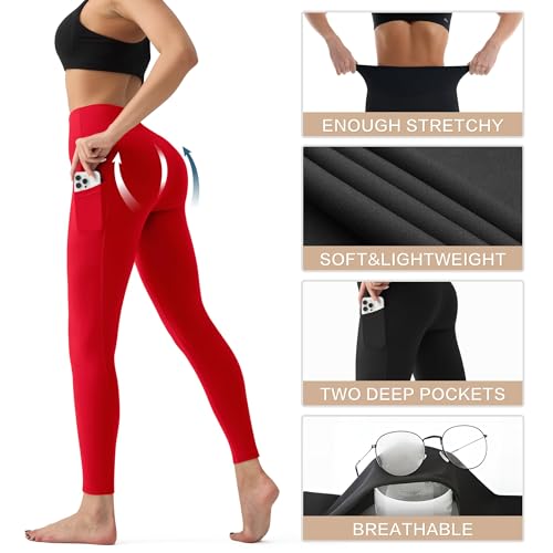 High Waisted Leggings for Women - Tummy Control Yoga Pants for Workout Running Athletic Women's Leggings Plus Size