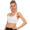 Zipper in Front Sports Bra High Impact Strappy Back Support Workout Top